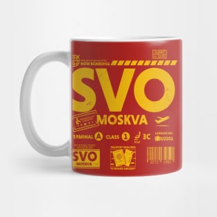 Vintage Moscow SVO Airport Code Travel Day Retro Travel Tag Mug